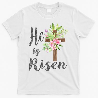He is Risen Jesus Christian Easter Floral Wreath Women Girl T-Shirt