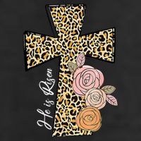 He Is Risen Leopard Easter Cross 7 Panel Mesh Trucker Snapback Hat
