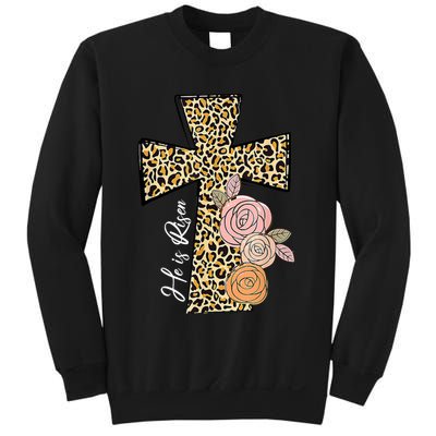 He Is Risen Leopard Easter Cross Sweatshirt