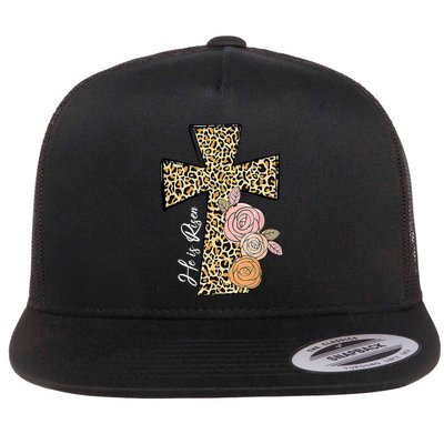He Is Risen Leopard Easter Cross Flatbill Hat