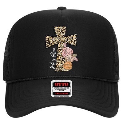 He Is Risen Leopard Easter Cross Trucker Hat