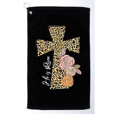 He Is Risen Leopard Easter Cross Golf Towel