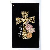 He Is Risen Leopard Easter Cross Golf Towel