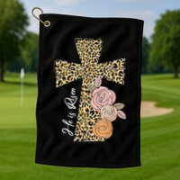 He Is Risen Leopard Easter Cross Golf Towel