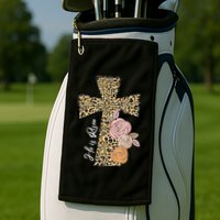 He Is Risen Leopard Easter Cross Golf Towel