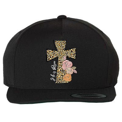 He Is Risen Leopard Easter Cross Wool Snapback Cap
