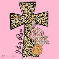 He Is Risen Leopard Easter Cross Cooling Performance Long Sleeve Crew