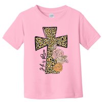 He Is Risen Leopard Easter Cross Toddler T-Shirt