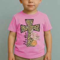 He Is Risen Leopard Easter Cross Toddler T-Shirt