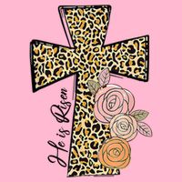 He Is Risen Leopard Easter Cross Toddler T-Shirt