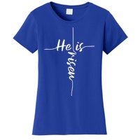 He Is Risen Easter Day Jesus Cross Religious Christian Bible Gift Women's T-Shirt