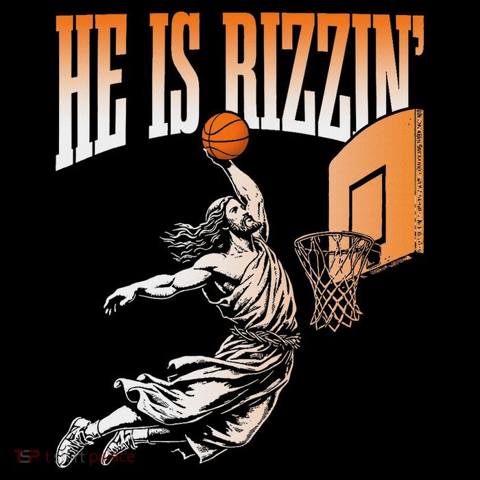 He Is Rizzin Funny Jesus Basketball Meme Button