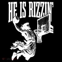 He Is Rizzin Funny Jesus Basketball Stripe Pom Pom Beanie