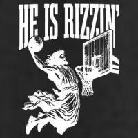 He Is Rizzin Funny Jesus Basketball 7 Panel Mesh Trucker Snapback Hat