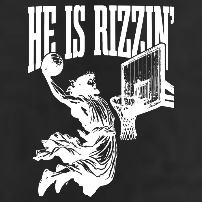 He Is Rizzin Funny Jesus Basketball 7 Panel Mesh Trucker Snapback Hat