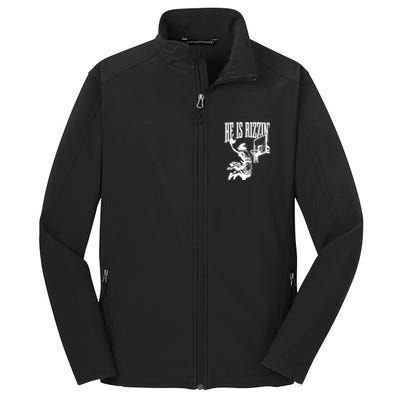 He Is Rizzin Funny Jesus Basketball Core Soft Shell Jacket