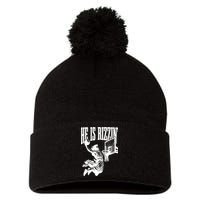 He Is Rizzin Funny Jesus Basketball Pom Pom 12in Knit Beanie