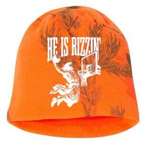 He Is Rizzin Funny Jesus Basketball Kati - Camo Knit Beanie