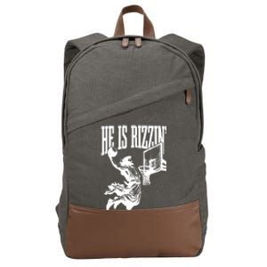 He Is Rizzin Funny Jesus Basketball Cotton Canvas Backpack