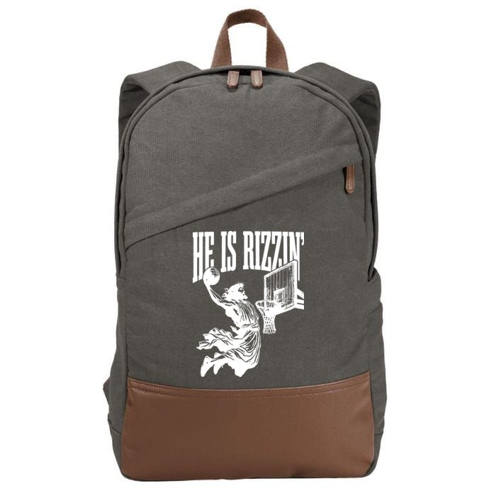 He Is Rizzin Funny Jesus Basketball Cotton Canvas Backpack