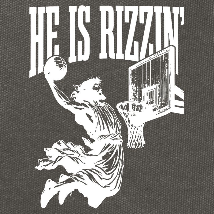 He Is Rizzin Funny Jesus Basketball Cotton Canvas Backpack