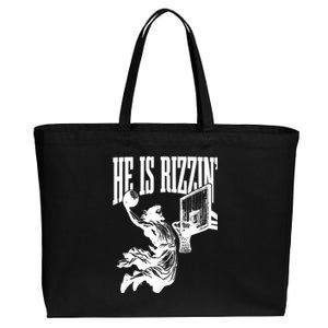 He Is Rizzin Funny Jesus Basketball Cotton Canvas Jumbo Tote