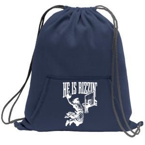 He Is Rizzin Funny Jesus Basketball Sweatshirt Cinch Pack Bag