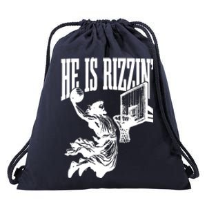 He Is Rizzin Funny Jesus Basketball Drawstring Bag