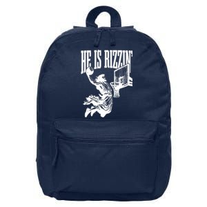 He Is Rizzin Funny Jesus Basketball 16 in Basic Backpack