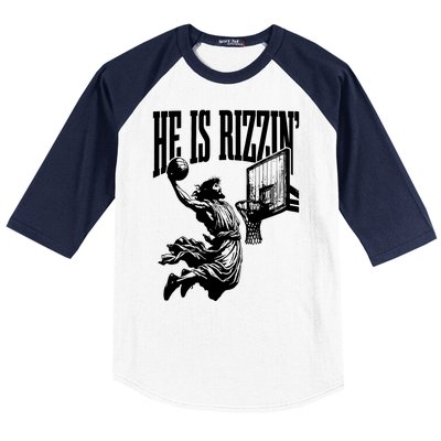 He Is Rizzin Funny Jesus Basketball Baseball Sleeve Shirt