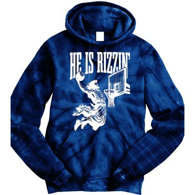 He Is Rizzin Funny Jesus Basketball Tie Dye Hoodie