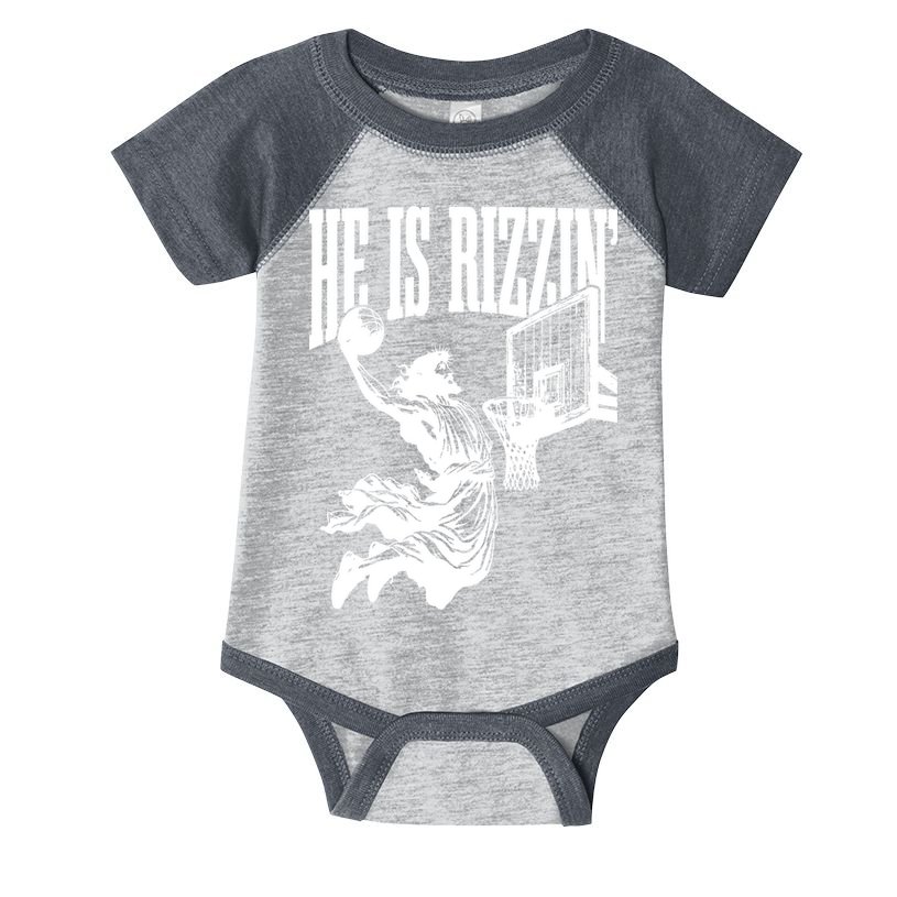 He Is Rizzin Funny Jesus Basketball Infant Baby Jersey Bodysuit