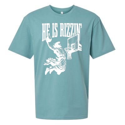 He Is Rizzin Funny Jesus Basketball Sueded Cloud Jersey T-Shirt