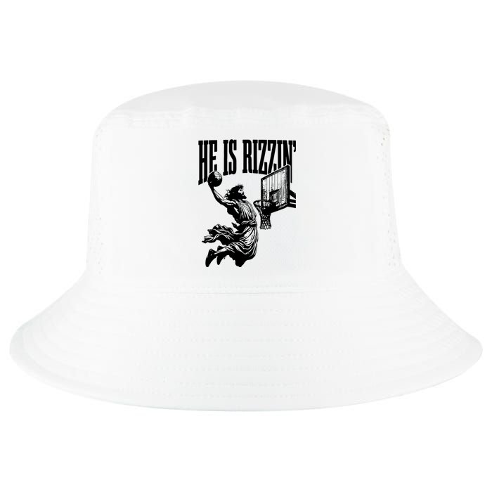 He Is Rizzin Funny Jesus Basketball Cool Comfort Performance Bucket Hat