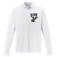 He Is Rizzin Funny Jesus Basketball Performance Long Sleeve Polo