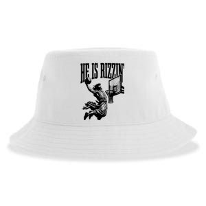 He Is Rizzin Funny Jesus Basketball Sustainable Bucket Hat