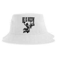 He Is Rizzin Funny Jesus Basketball Sustainable Bucket Hat