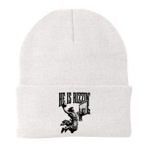 He Is Rizzin Funny Jesus Basketball Knit Cap Winter Beanie