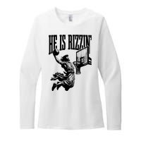 He Is Rizzin Funny Jesus Basketball Womens CVC Long Sleeve Shirt