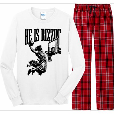 He Is Rizzin Funny Jesus Basketball Long Sleeve Pajama Set