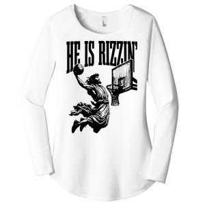 He Is Rizzin Funny Jesus Basketball Women's Perfect Tri Tunic Long Sleeve Shirt