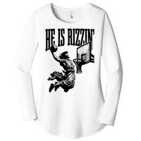 He Is Rizzin Funny Jesus Basketball Women's Perfect Tri Tunic Long Sleeve Shirt