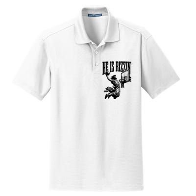 He Is Rizzin Funny Jesus Basketball Dry Zone Grid Polo