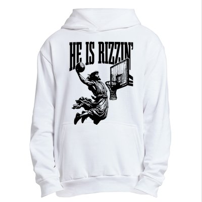 He Is Rizzin Funny Jesus Basketball Urban Pullover Hoodie