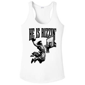 He Is Rizzin Funny Jesus Basketball Ladies PosiCharge Competitor Racerback Tank