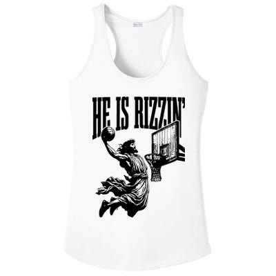 He Is Rizzin Funny Jesus Basketball Ladies PosiCharge Competitor Racerback Tank