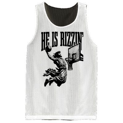 He Is Rizzin Funny Jesus Basketball Mesh Reversible Basketball Jersey Tank