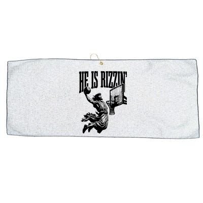 He Is Rizzin Funny Jesus Basketball Large Microfiber Waffle Golf Towel
