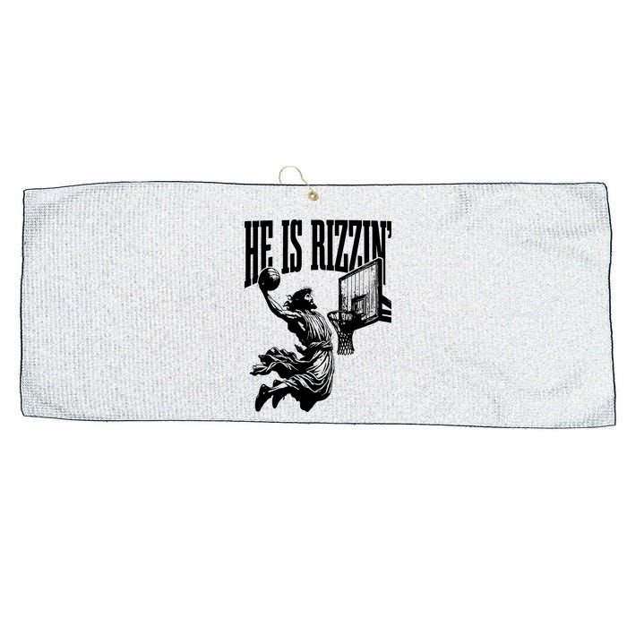 He Is Rizzin Funny Jesus Basketball Large Microfiber Waffle Golf Towel