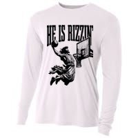 He Is Rizzin Funny Jesus Basketball Cooling Performance Long Sleeve Crew
